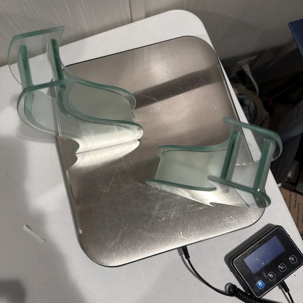 contemporary‎ Art Deco glass sculptural Abstract Wavy vases Frosted Sides.